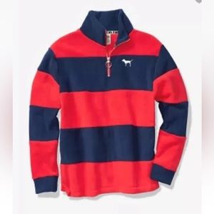 ❤️3/$15❤️VS Pink Fleece Striped Sweater Size S